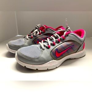 Nike Flex Trainer Women’s Athletic Sneakers, Size 6, Gray/Pink/White